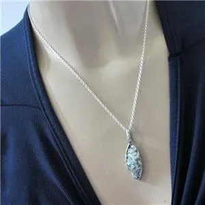 Roman Glass Marquise Necklace Pendant 925 Silver Handmade Hadar Designers(AS)y