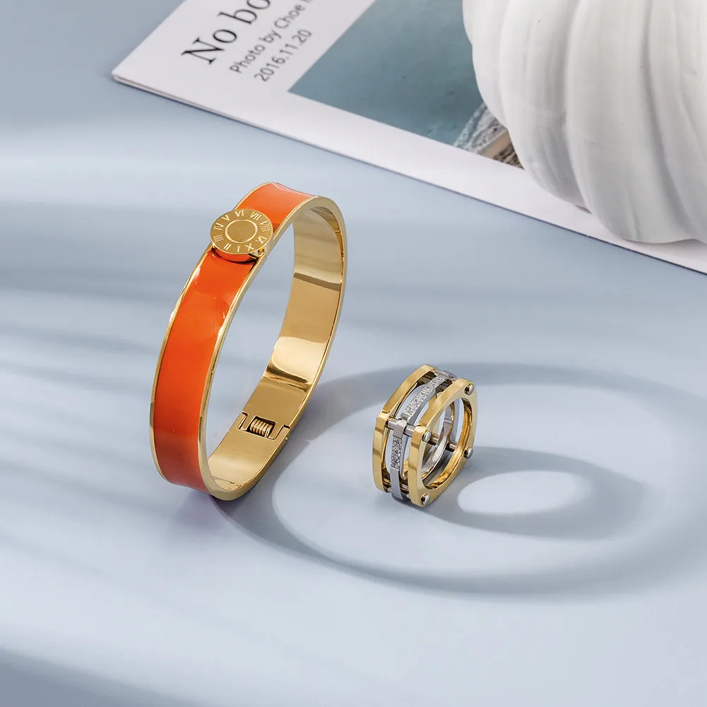 Roman Numerals Enamel Bangle