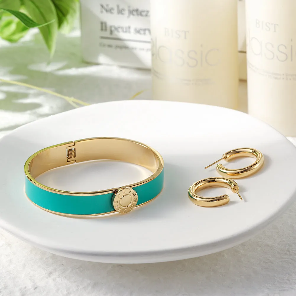 Roman Numerals Enamel Bangle