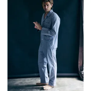 Saturn Pajama Pant in Blue Micro Check Italian Cotton