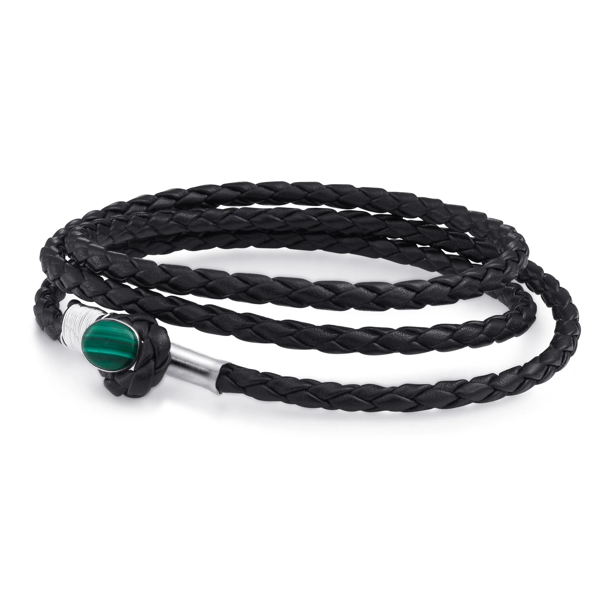 Scott Mikolay Essex Leather Bracelet with Stone Closure - Triple Wrap