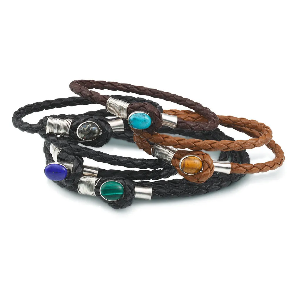 Scott Mikolay Essex Leather Bracelet with Stone Closure