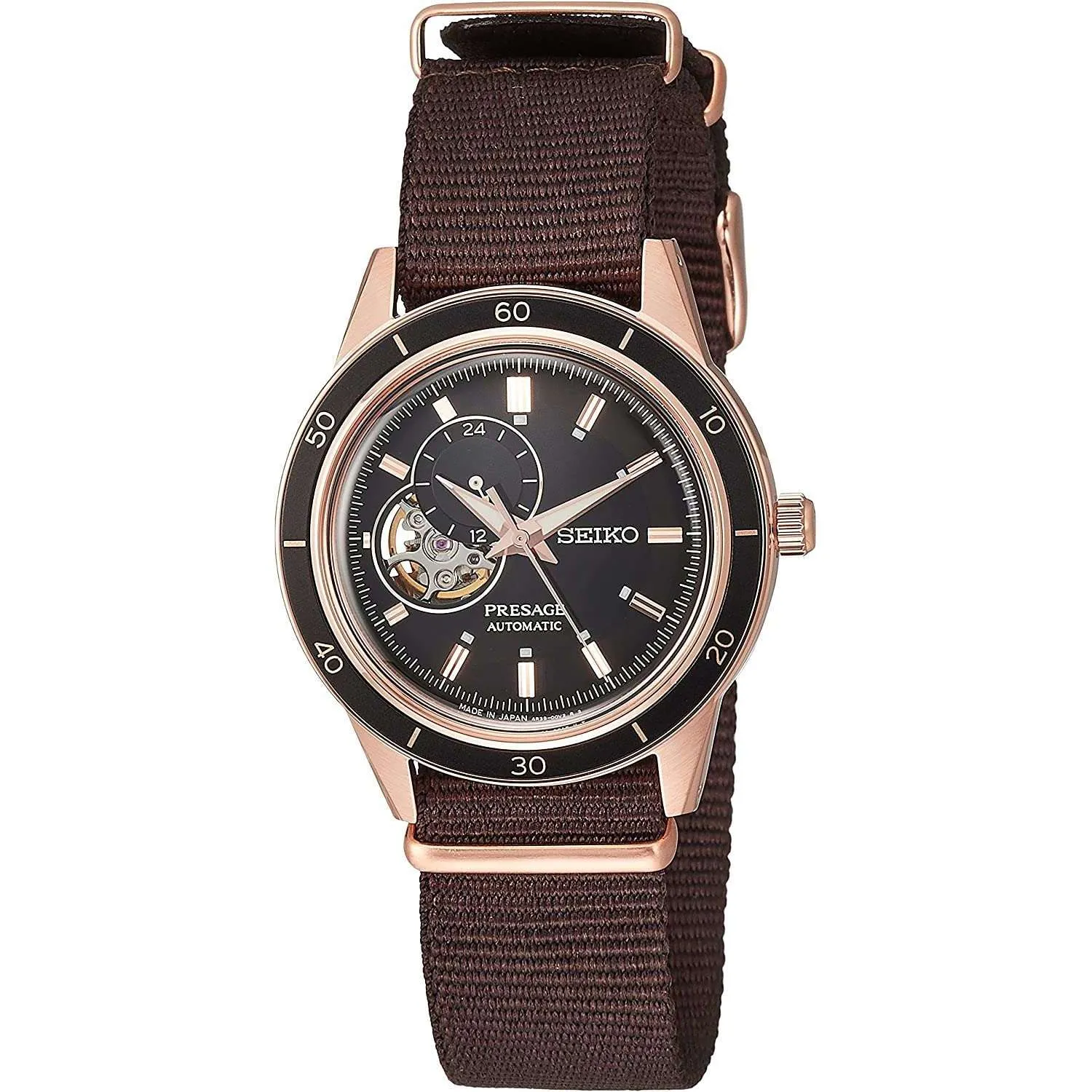 SEIKO PRESAGE BASIC LINE STYLE 60'S SEMI SKELETON MEN WATCH SARY192