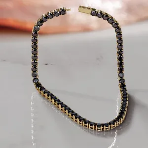 Shambala - Natural Black Diamond Tennis Necklace in Yellow Gold