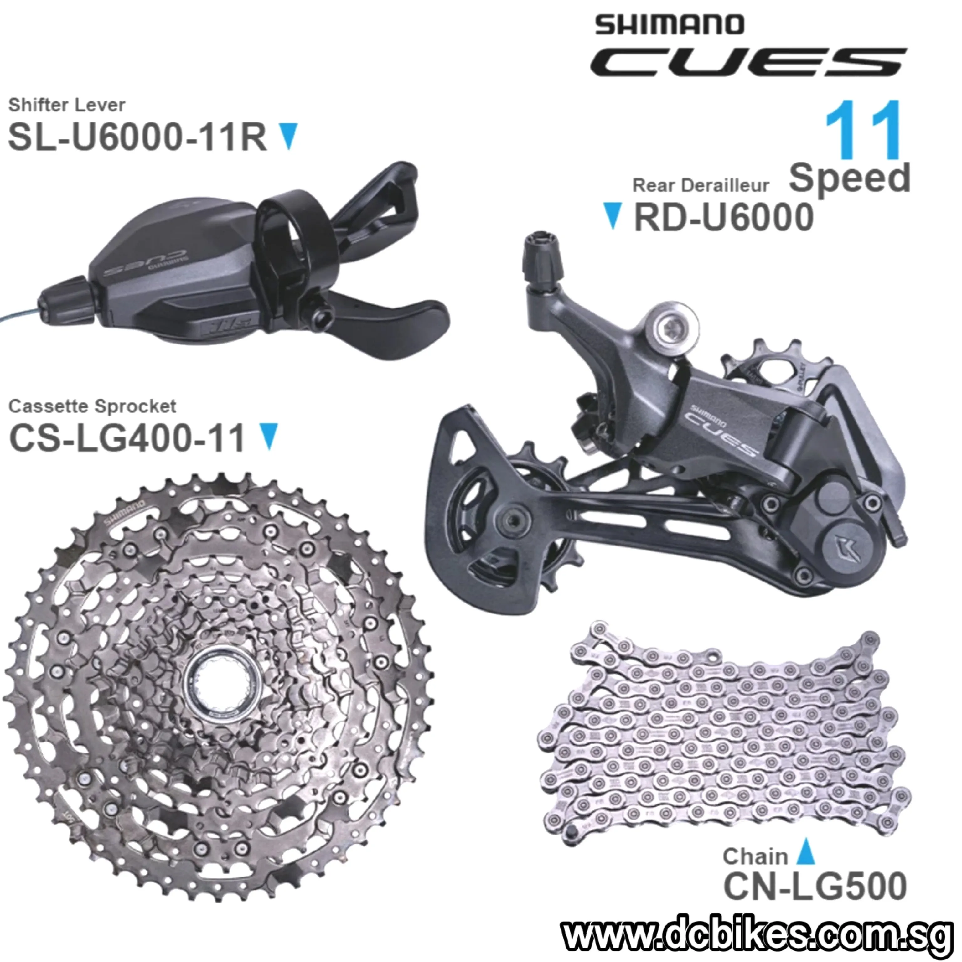 Shimano 10 | 11 Speed Cues U6000 Shifter   Rear Derailleur   48T | 50T Cassette   Chain Groupset