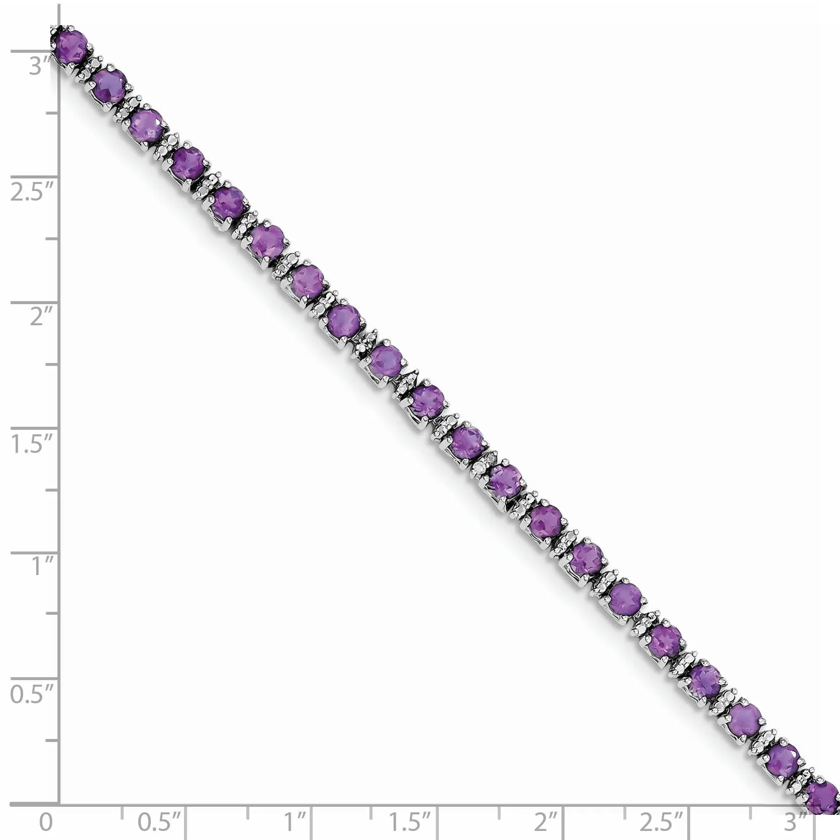 Silver Diamond Amethyst Gemstone Bracelet
