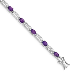 Silver Polished Amethyst Gemstone Bracelet