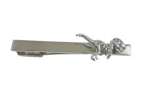Silver Toned Dinosaur Fossil Skeleton Square Tie Clip