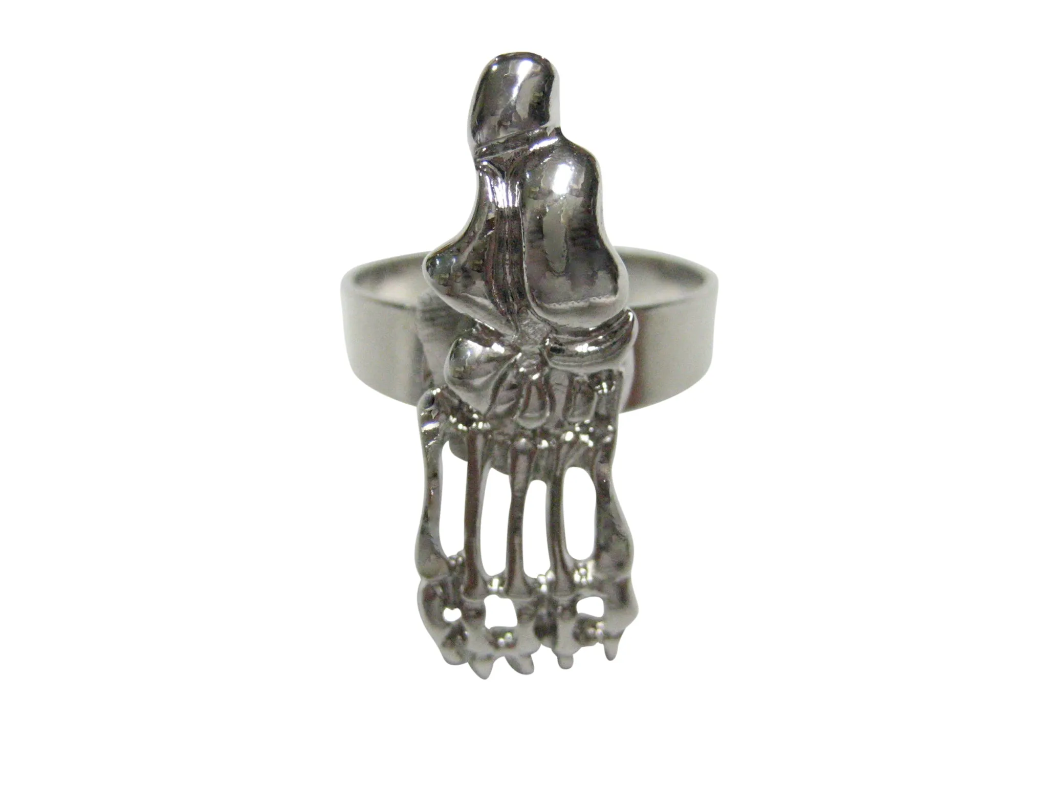 Silver Toned Medical Podiatrist Anatomical Foot Skeleton Adjustable Size Fashion Ring