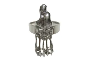 Silver Toned Medical Podiatrist Anatomical Foot Skeleton Adjustable Size Fashion Ring