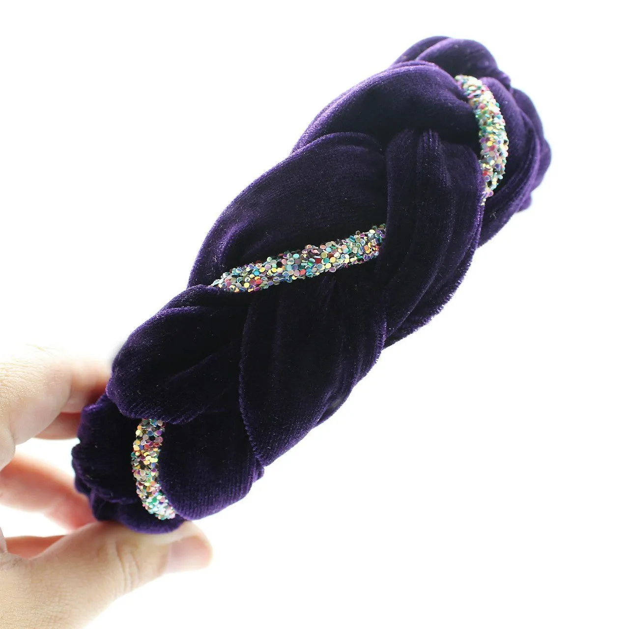Silver Velvet and Rhinestones Headband