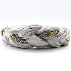 Silver Velvet and Rhinestones Headband