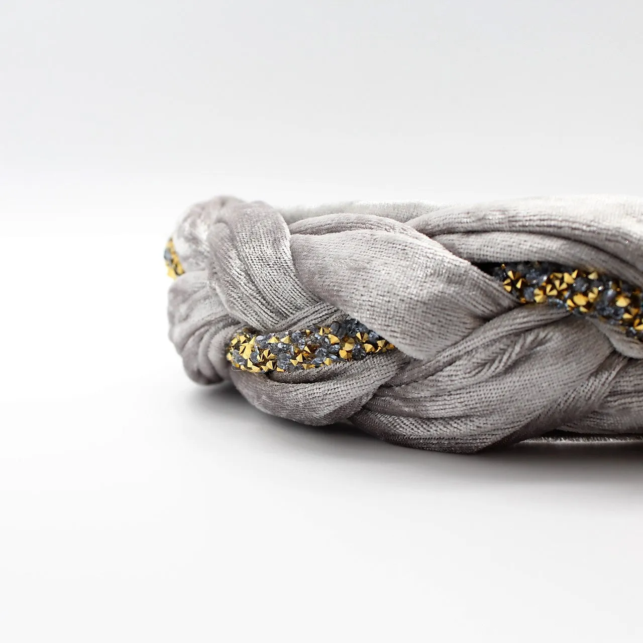 Silver Velvet and Rhinestones Headband