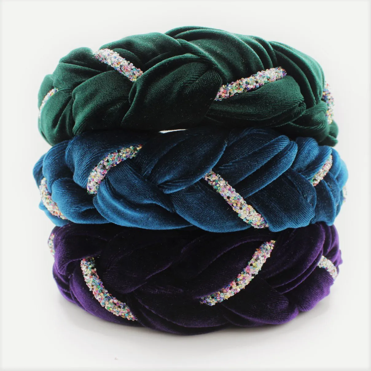 Silver Velvet and Rhinestones Headband