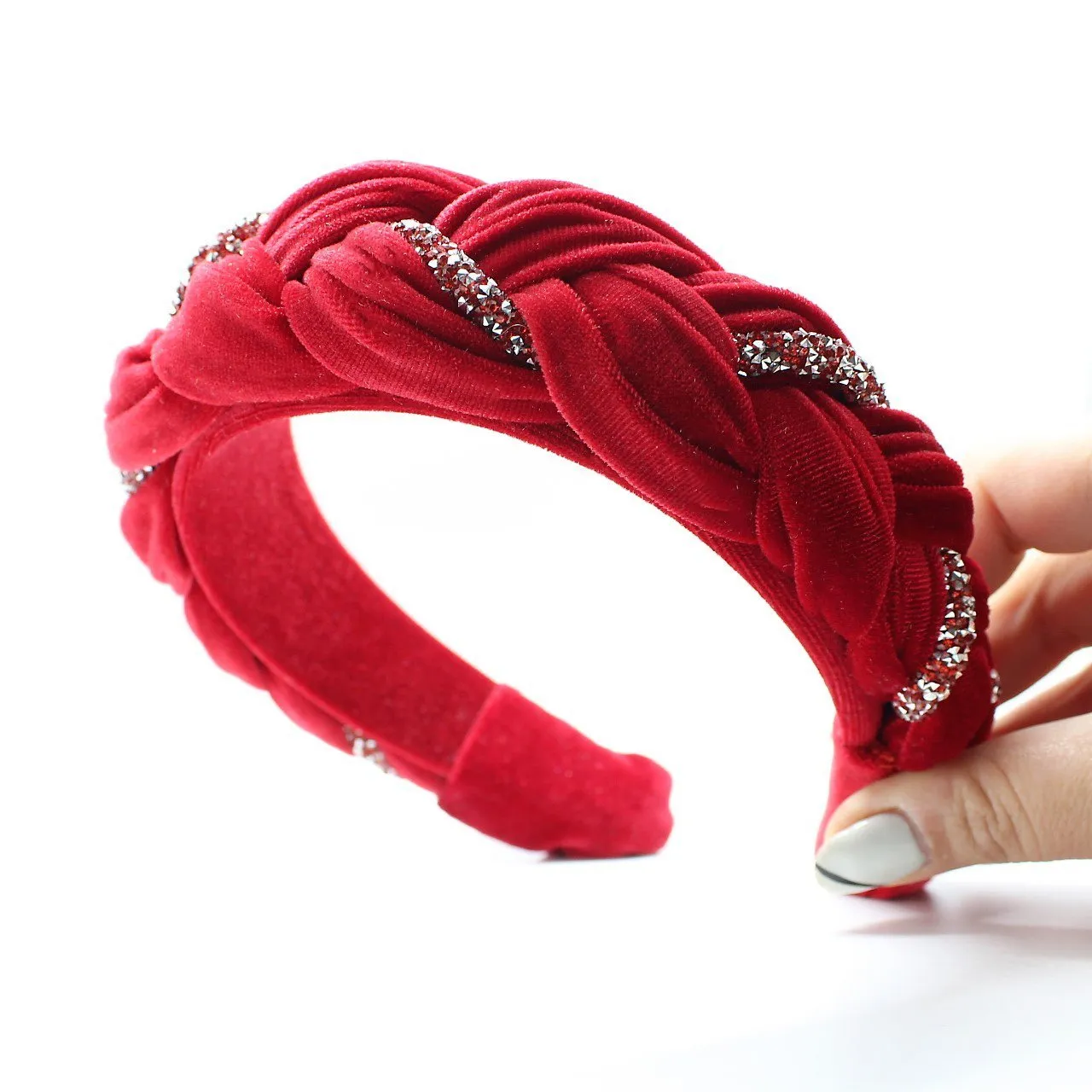Silver Velvet and Rhinestones Headband