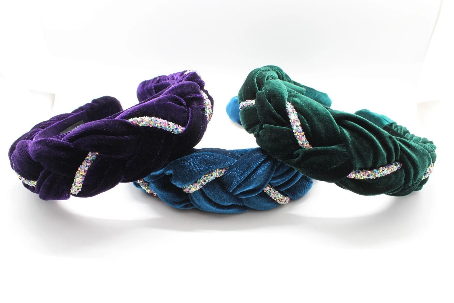 Silver Velvet and Rhinestones Headband