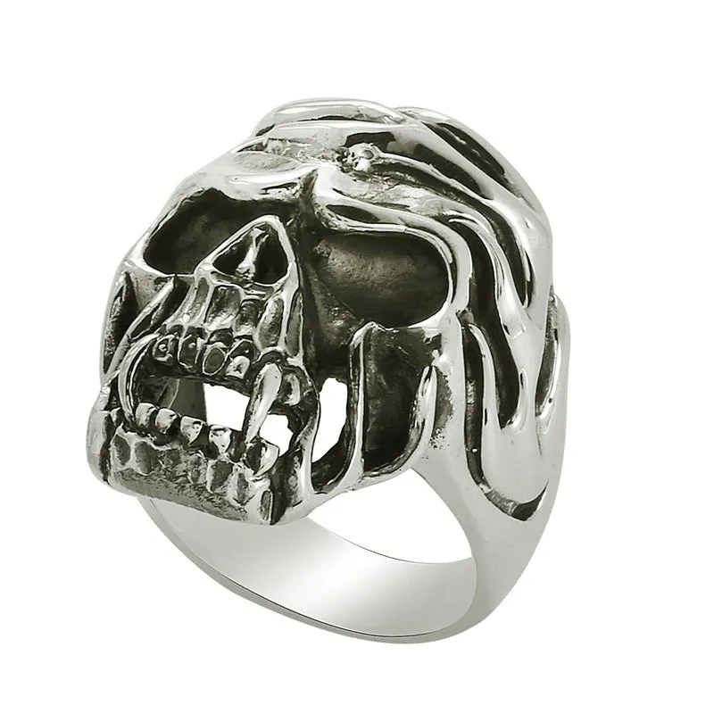 Skeleton Open Jaw Biker Ring