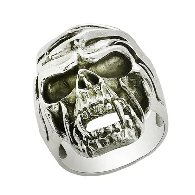 Skeleton Open Jaw Biker Ring