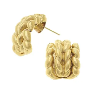 Small Braided Earrings in Gold