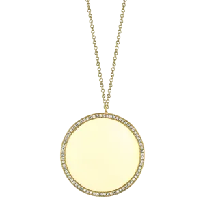 Small Disc Necklace with White Pavé Diamonds