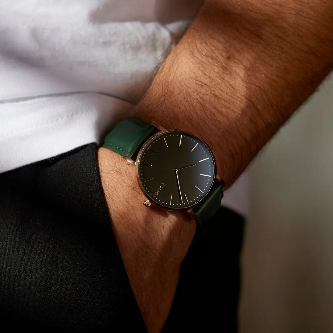 Solar Watch with Black & Rose Gold Dial | Black Mesh Strap