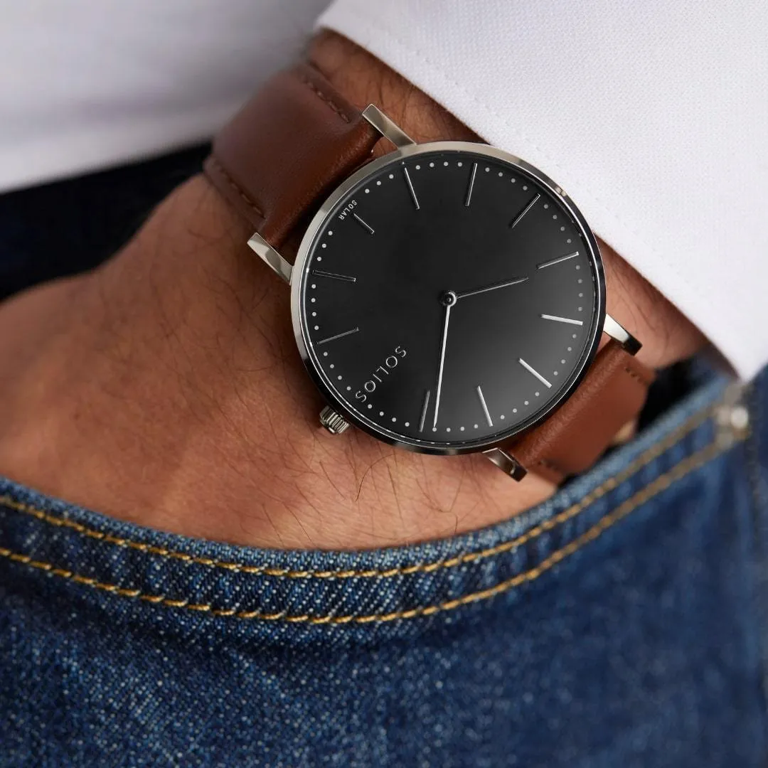 Solar Watch with Black & Silver Dial  | Blue Mesh Strap