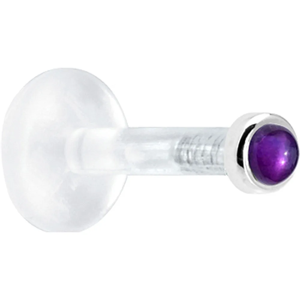 Solid 14KT White Gold 2mm Genuine Amethyst Bioplast Push in Monroe