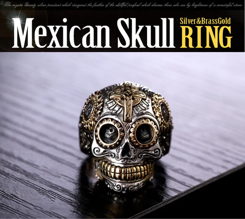 Solid 925 Sterling Silver Day of the Dead Sugar Skull Ring