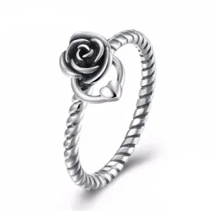 Solid 925 Sterling Silver Ring Roses Love Braided Rope Jewelry Fashion Rings For Women Anniversary Gift
