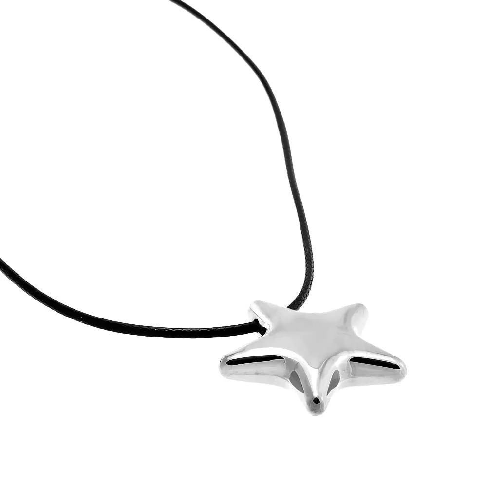 Solid Puffy Star Rope Pendant Necklace