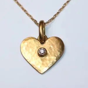 Sonoma Hammered Heart Diamond Pendant in 20K Peach Gold