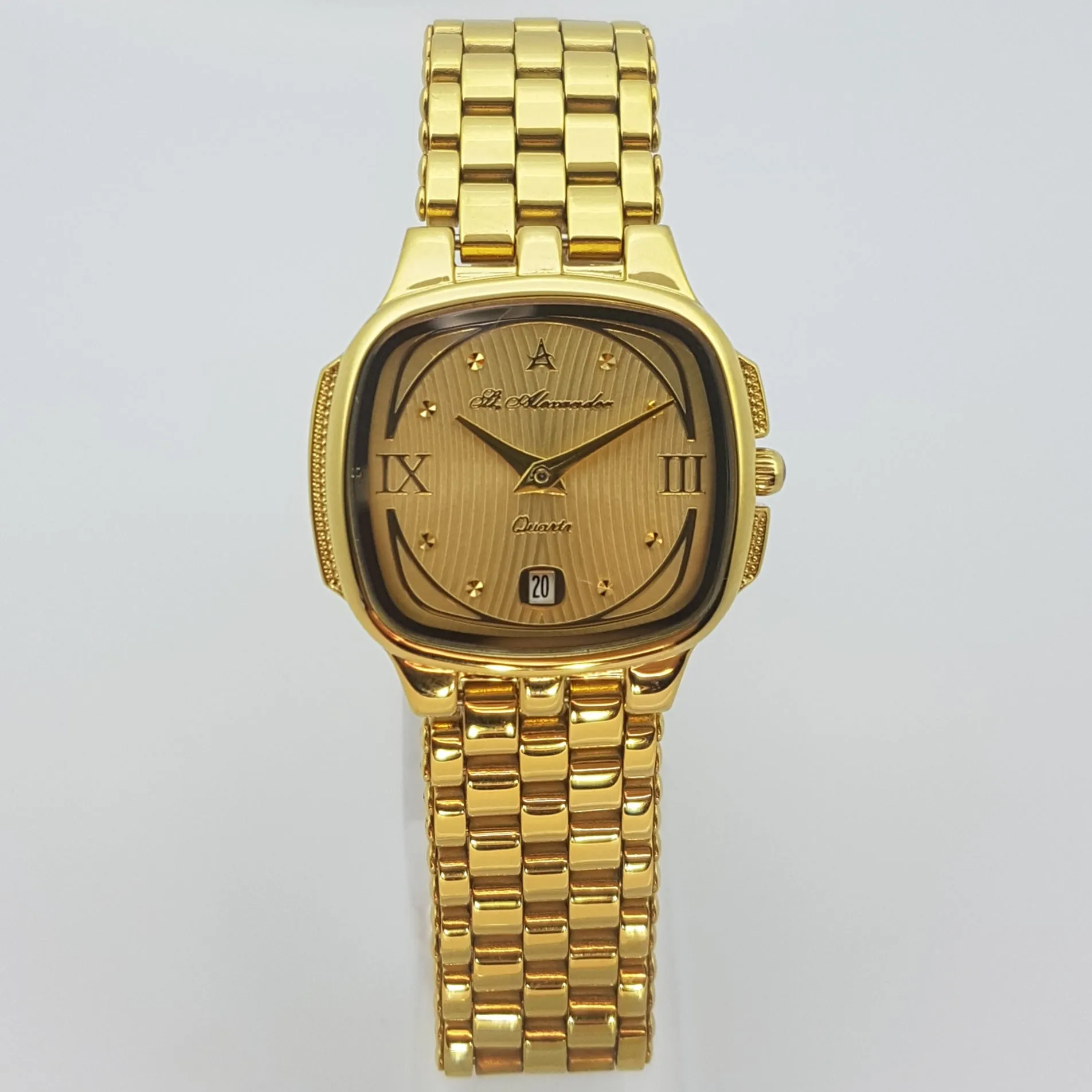 St Alexander GS522 Ladies Retro-Classic Gold Bezel Quartz Analogue Dress Watch
