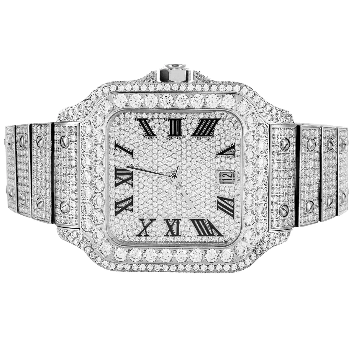 Stainless Steel Roman Numeral Icy Date Automatic New Watch