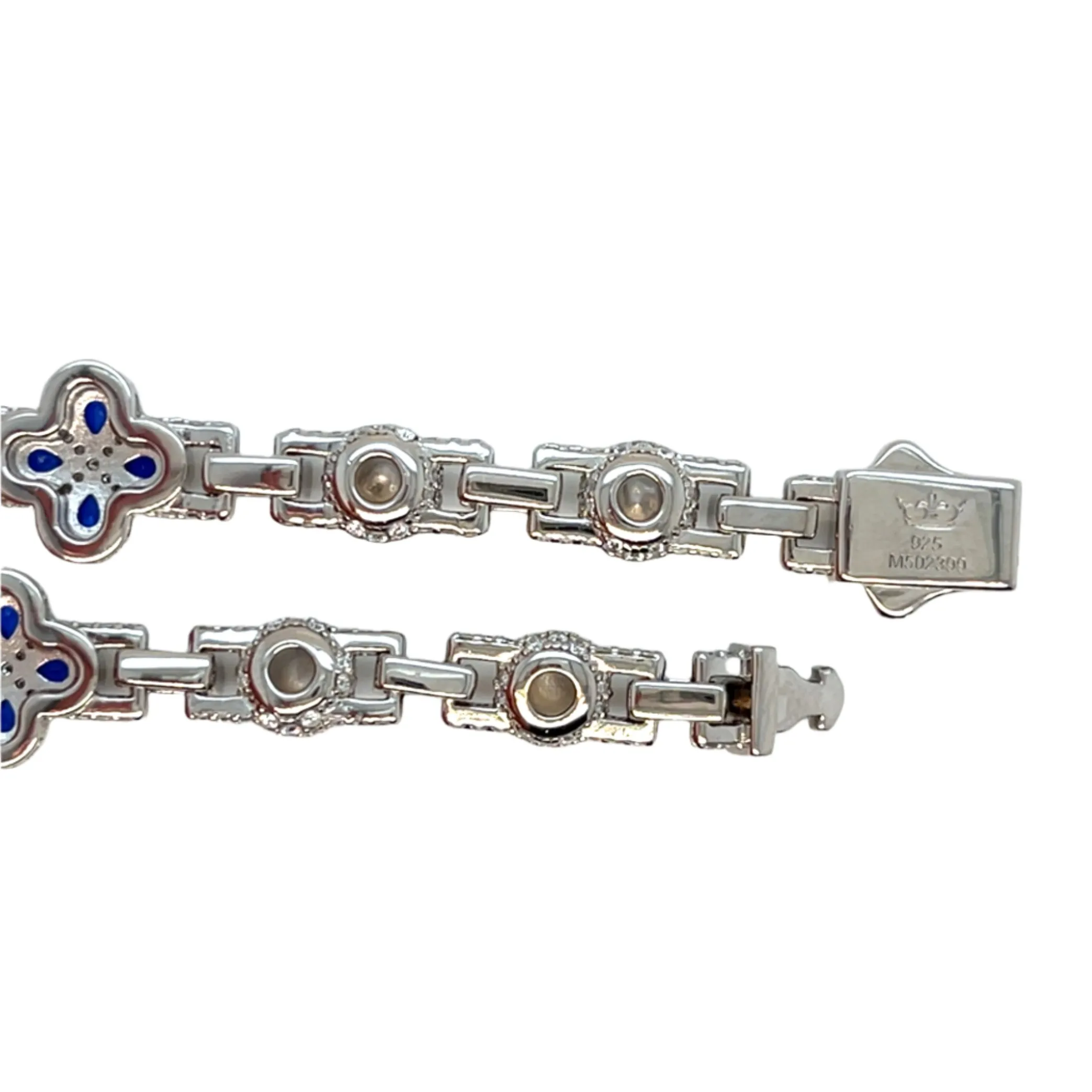 Sterling Flower Lab-Created Moissanite 10mm Chain Necklace Elegant Blue Blossom - M502399