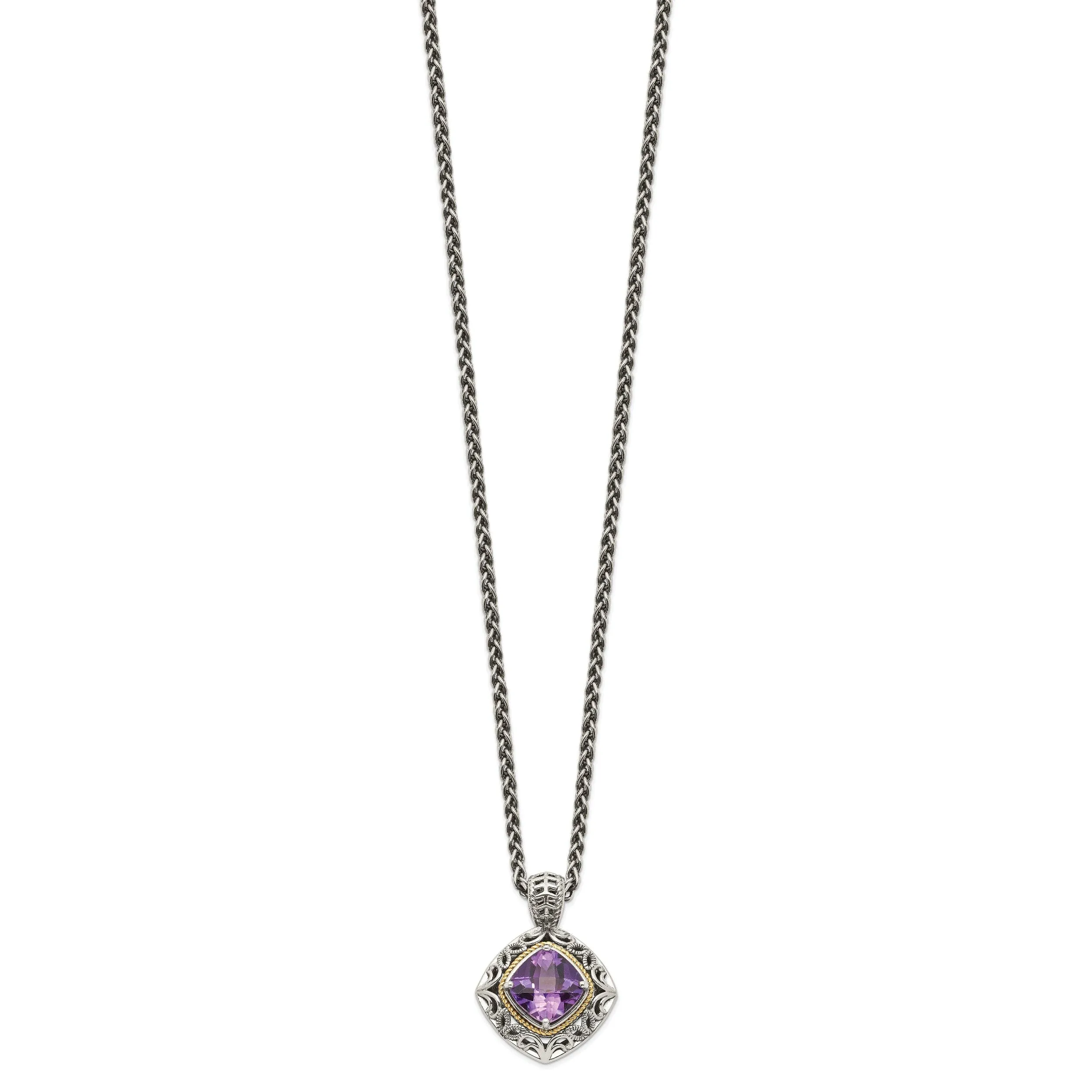 Sterling Silver Gold Amethyst Necklace
