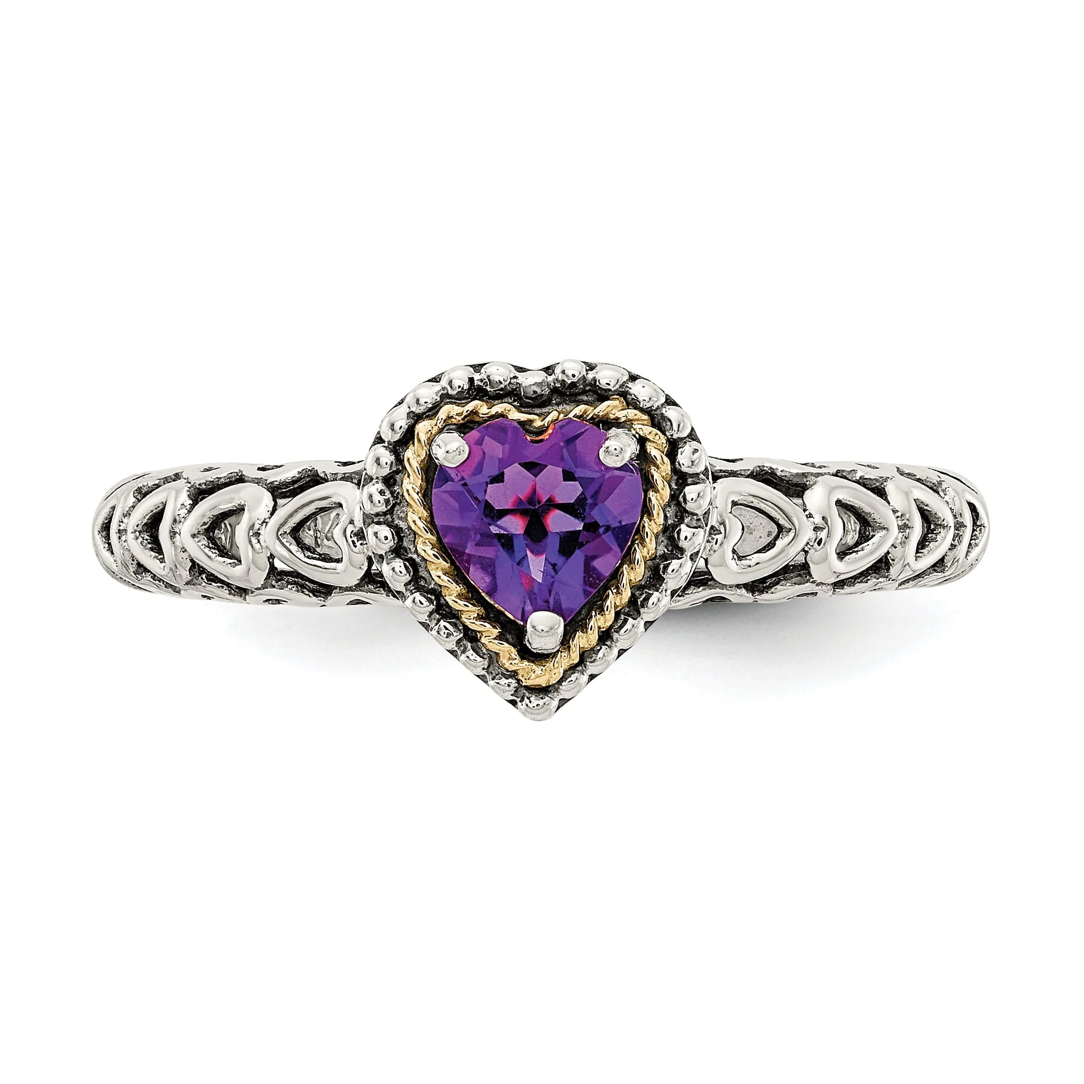 Sterling Silver Gold Amethyst Ring