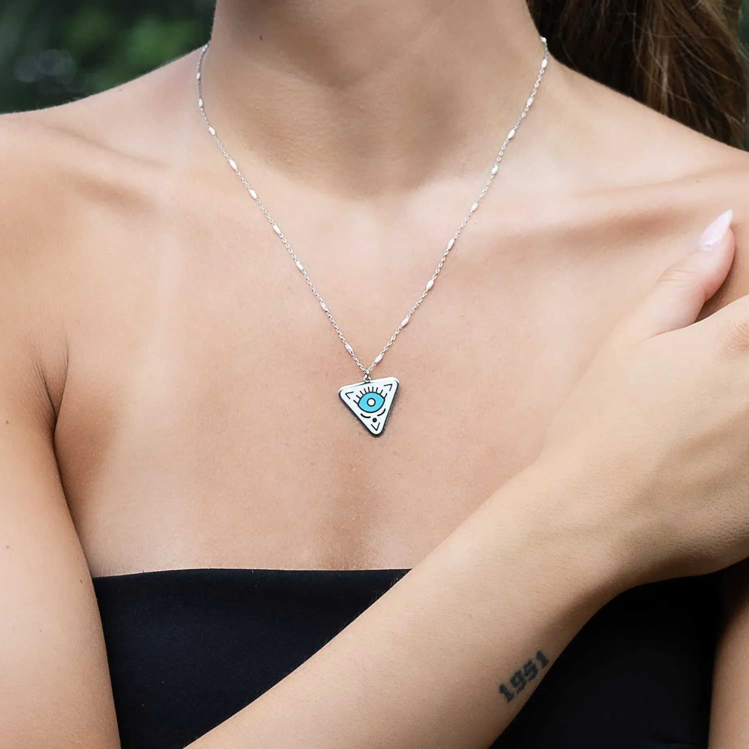Sterling Silver Turquoise Evil Eye Chakra Necklace