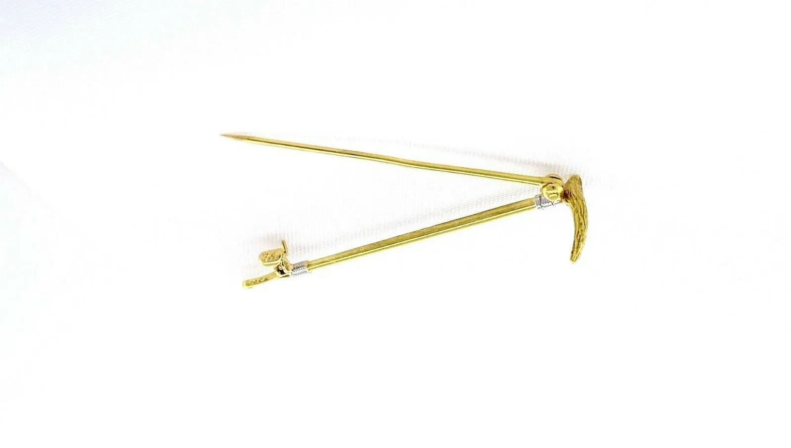 Stock Pin Vintage 14 kt Yellow and White Gold Hunt Whip Form