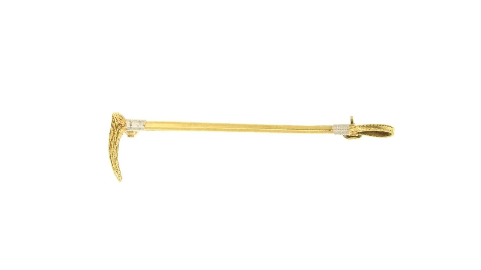 Stock Pin Vintage 14 kt Yellow and White Gold Hunt Whip Form