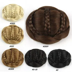 Thick faux human hair | braided hair bun |  color choice of 6 | fashion trending | super fluffy | get 2 for cat ear buns