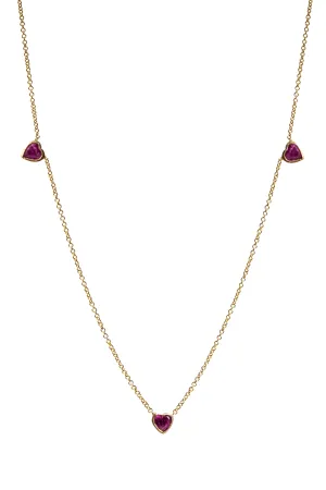 Three Ruby Heart Necklace