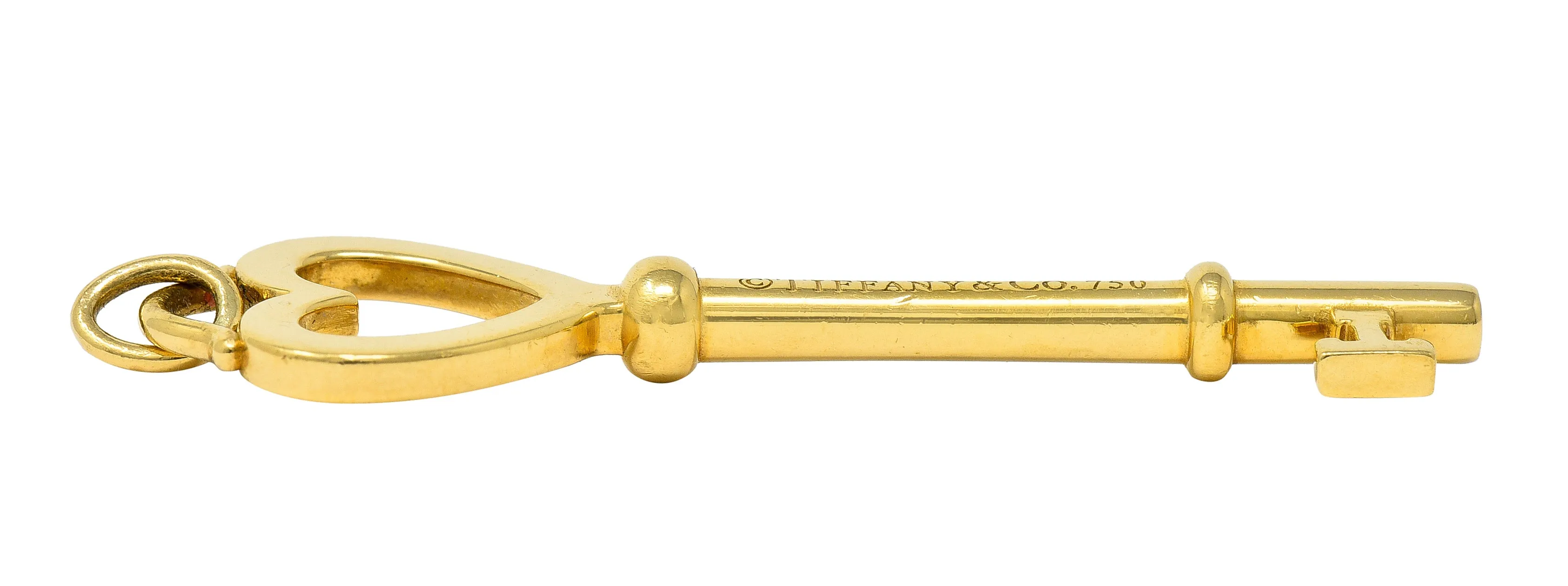 Tiffany & Co. 18 Karat Yellow Gold Tiffany Heart Key Pendant