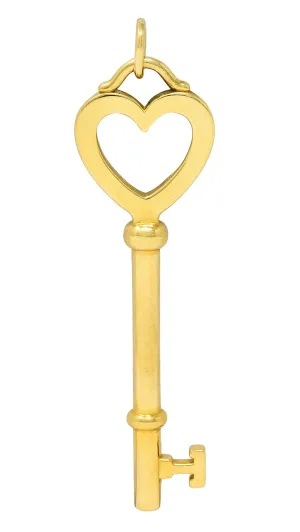 Tiffany & Co. 18 Karat Yellow Gold Tiffany Heart Key Pendant