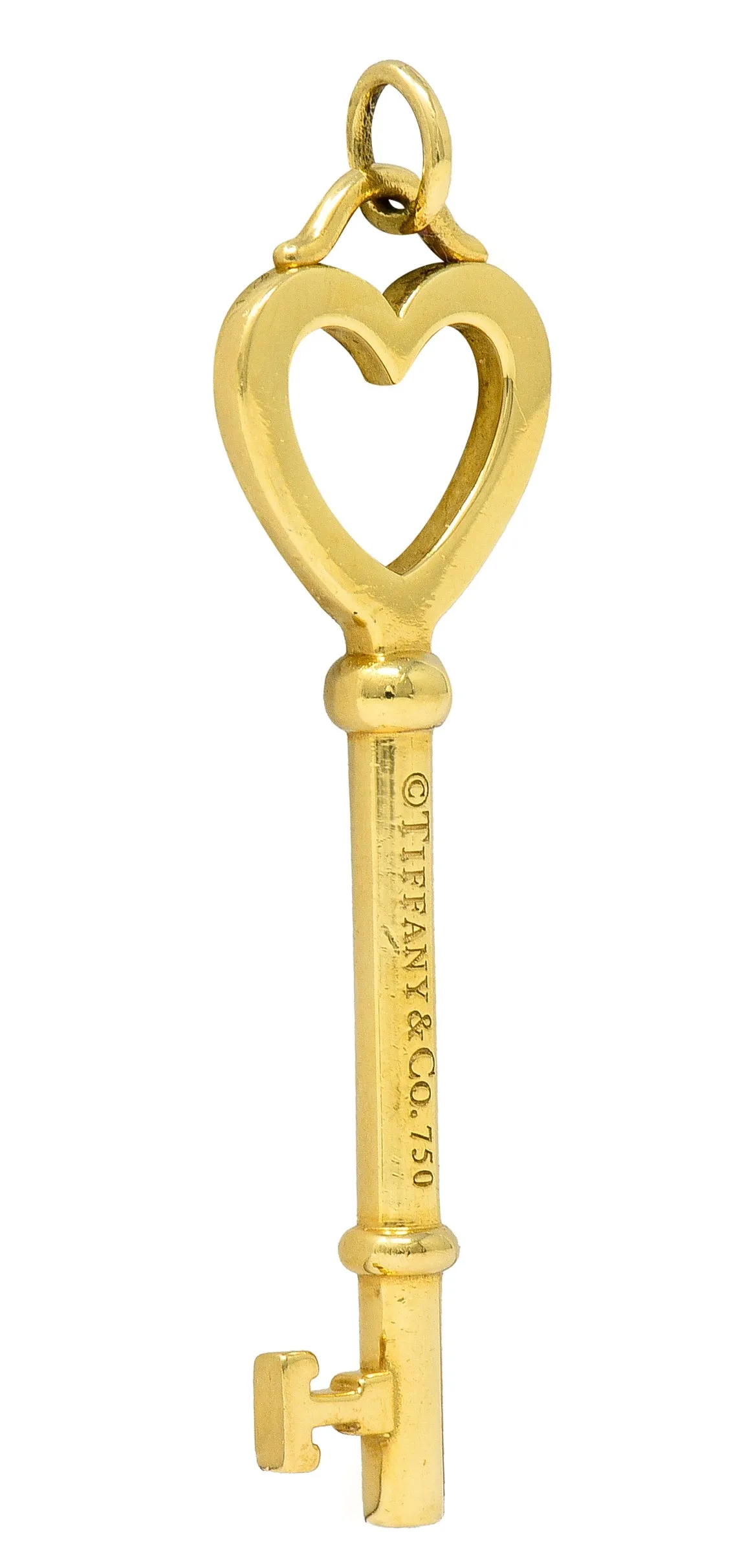 Tiffany & Co. 18 Karat Yellow Gold Tiffany Heart Key Pendant
