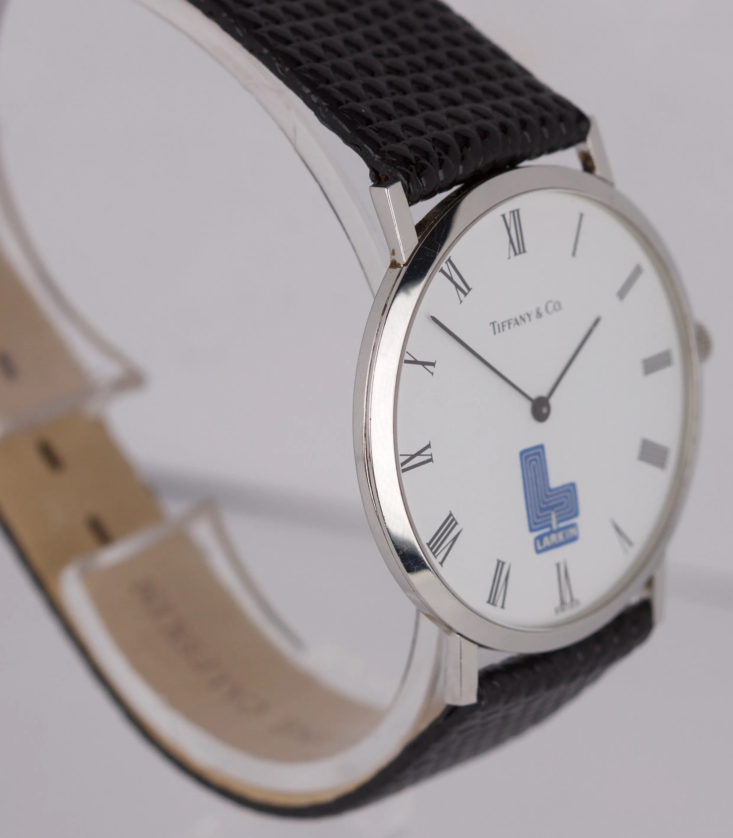 Tiffany & Co. Classic Stainless Steel White 'Larkin' Black 33mm Watch 14.81.221