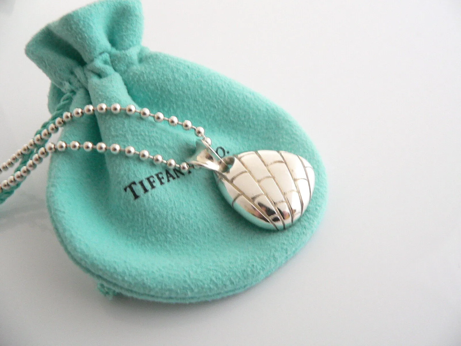 Tiffany & Co Crocodile Necklace 21 Inch Chain Pendant Charm Gift Silver Pouch