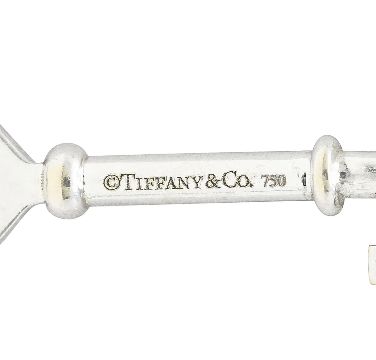 Tiffany & Co. Diamond 18 Karat White Gold Heart Key Pendant