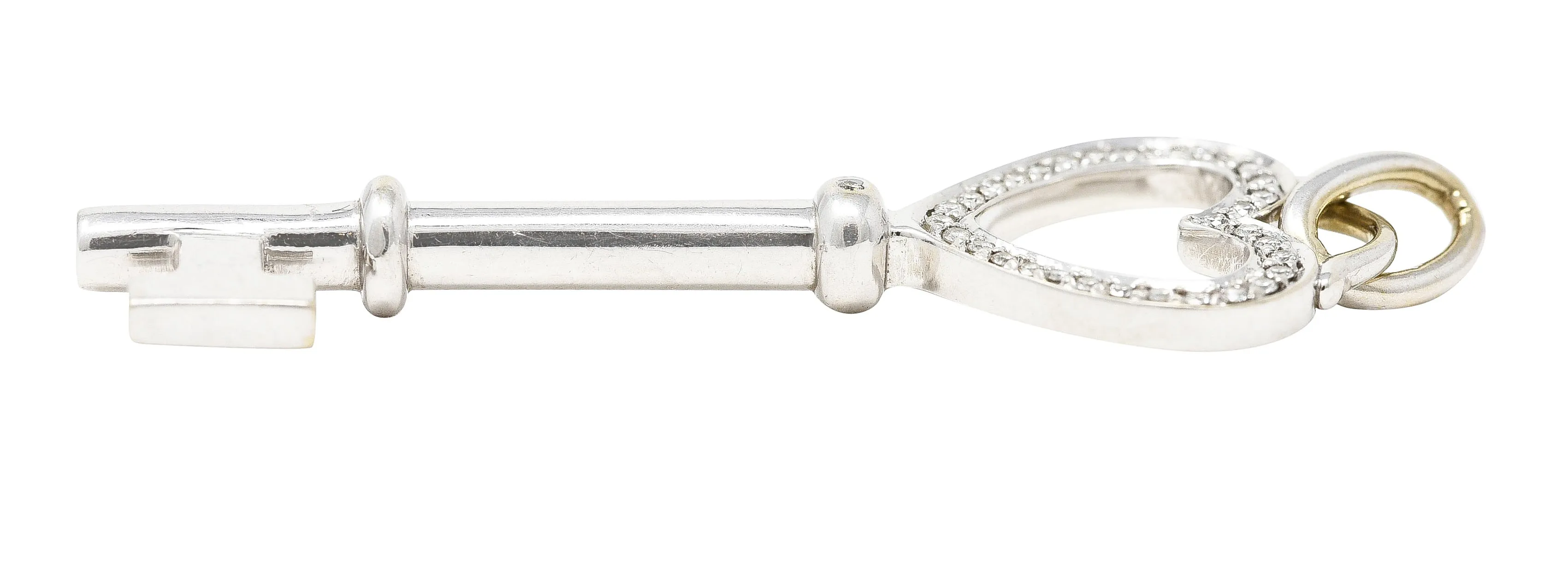 Tiffany & Co. Diamond 18 Karat White Gold Heart Key Pendant