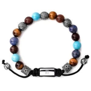 Tiger Eye, Turquoise, Wood, Dumortierite, and Silver Tropez