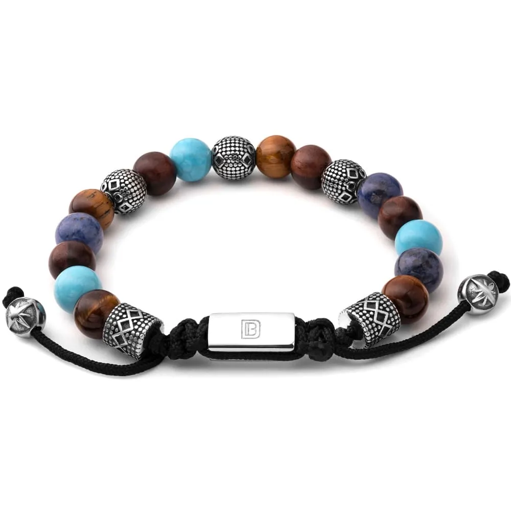 Tiger Eye, Turquoise, Wood, Dumortierite, and Silver Tropez